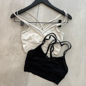 ALO Yoga Sneak Long Bra Bone + Black Size S Rare Discontinued // SET
